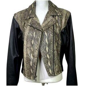 Harley Davidson Ltd. Ed. Black Leather & Python Print Motorcycle Jacket Sz. Lg.
